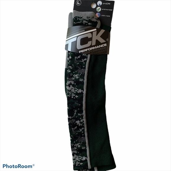 TCK Performance Socks Antimicrobial Pro‎ Dri Green Camo Large - Picture 1 of 5